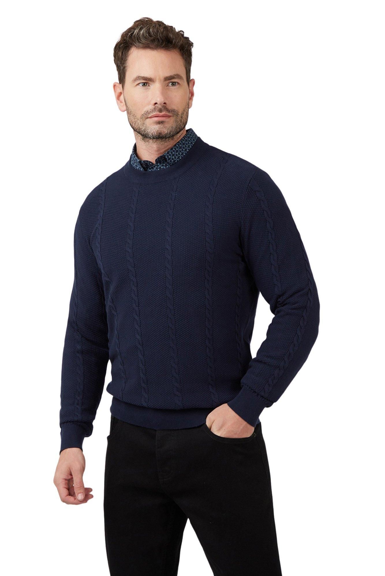 Jumpers Cardigans The Stewart Crew Neck Cable Jumper Racing Green
